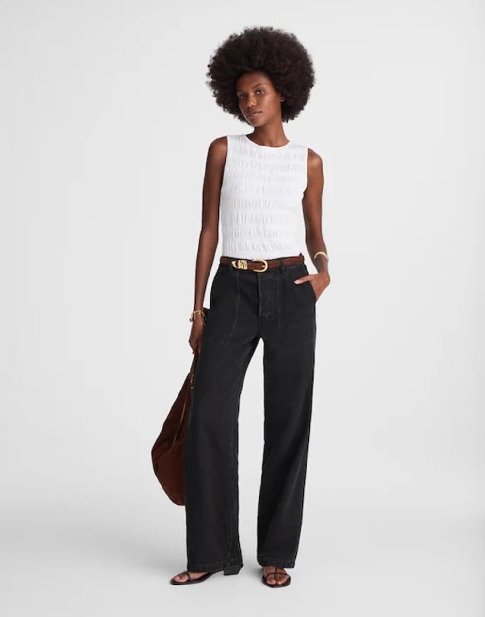 Madewell The Low-Slung Baggy Jean in Airy Denim Candice Wash Black US 33 NWT